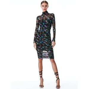 Alice + Olivia Delora Turtleneck Long Sleeve Midi Dress